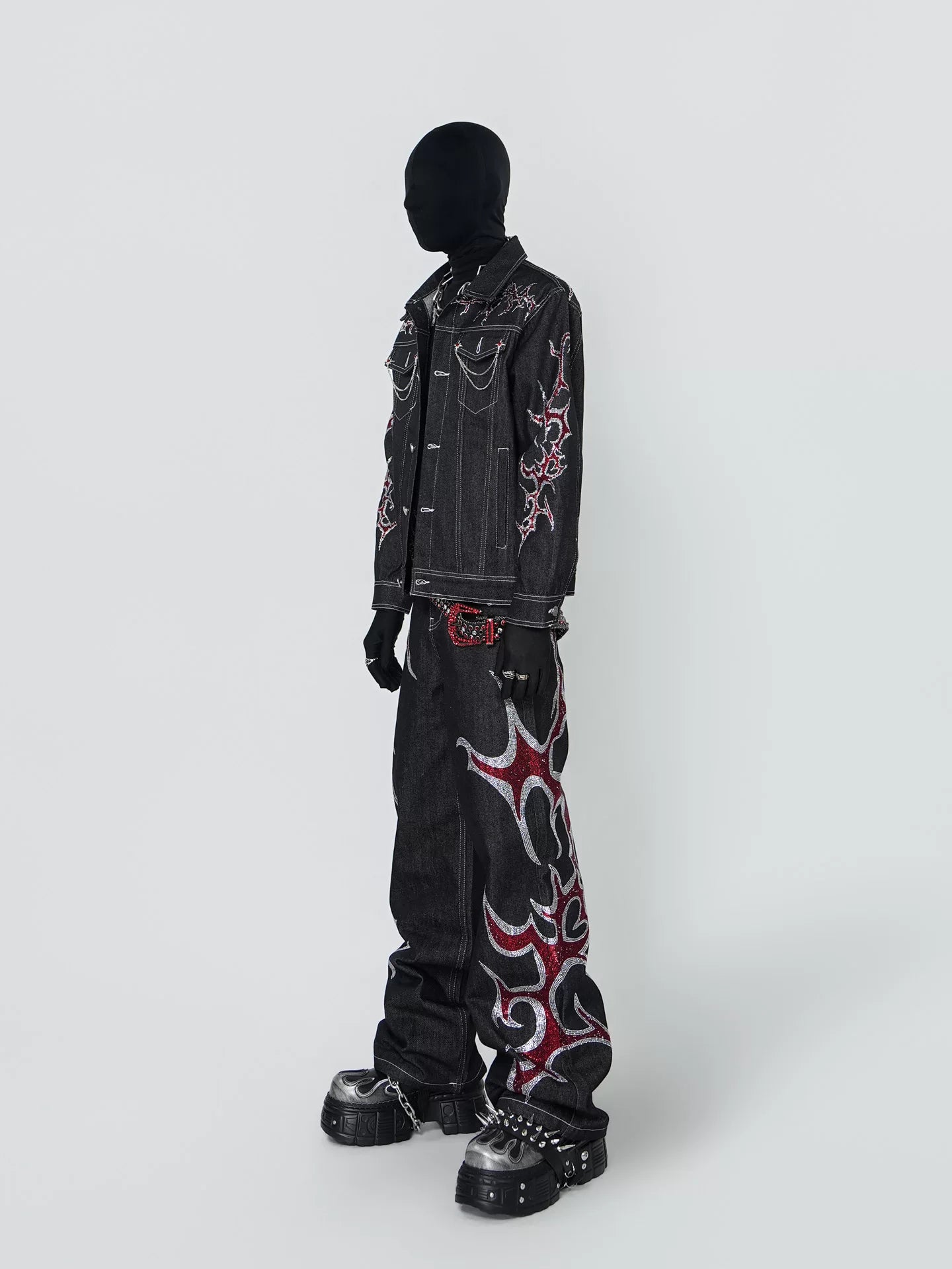Crimson Inferno Sigil Flame Denim