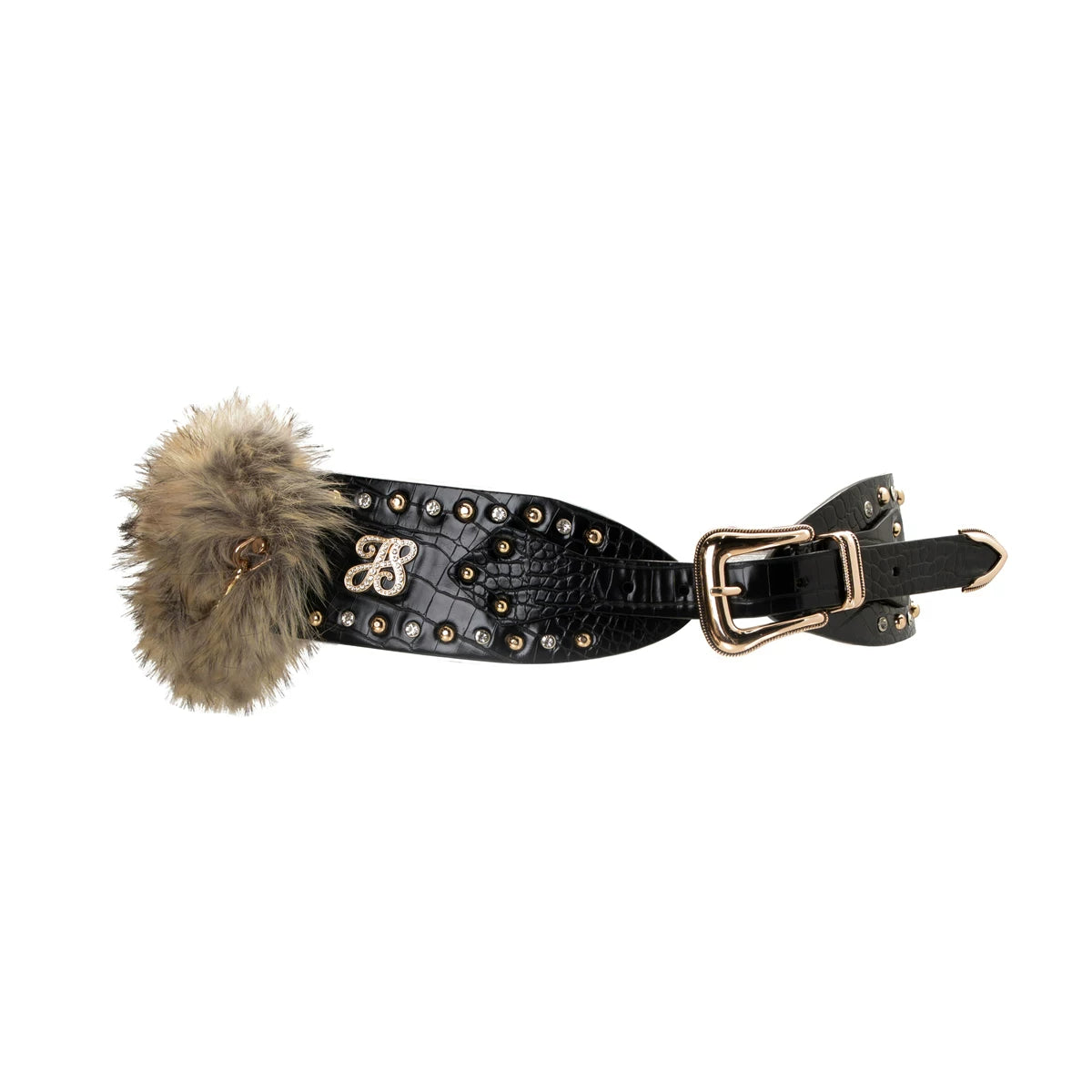 Midnight Prowl Faux‑Fur Chain Belt