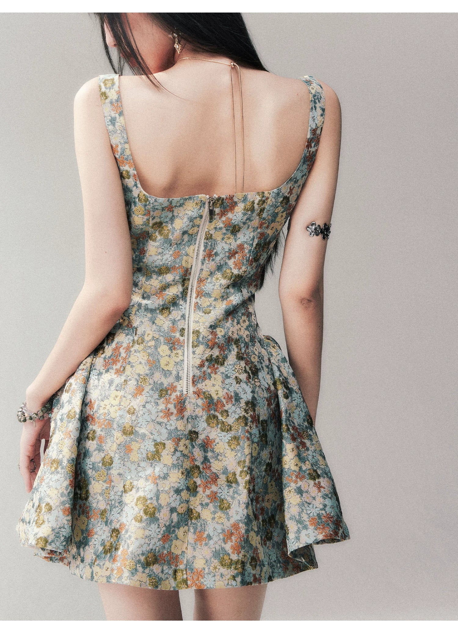 Garden Sonata Brocade Mini Dress