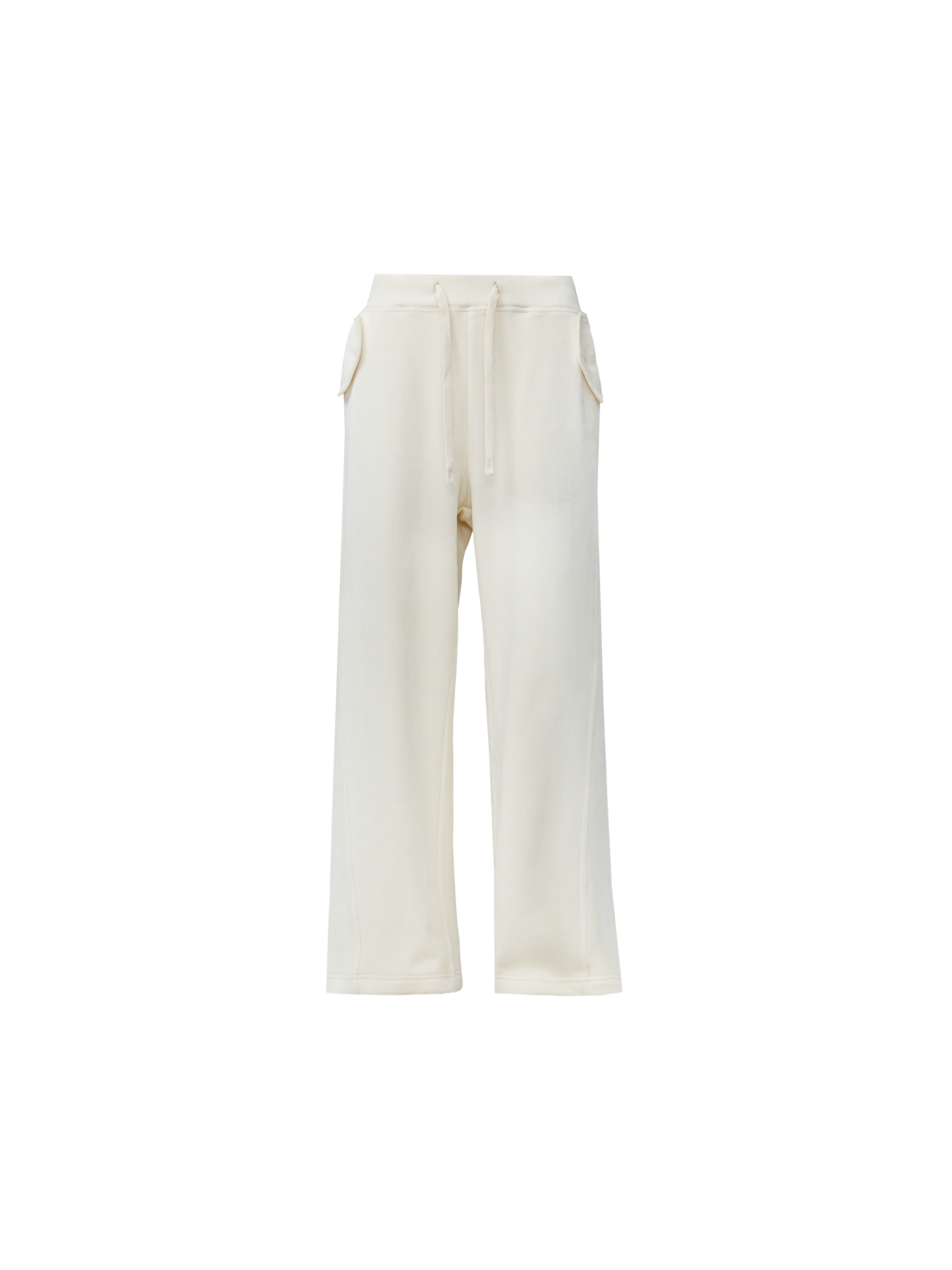 Wide-Leg Drawstring Lounge Pants in Black and Cream