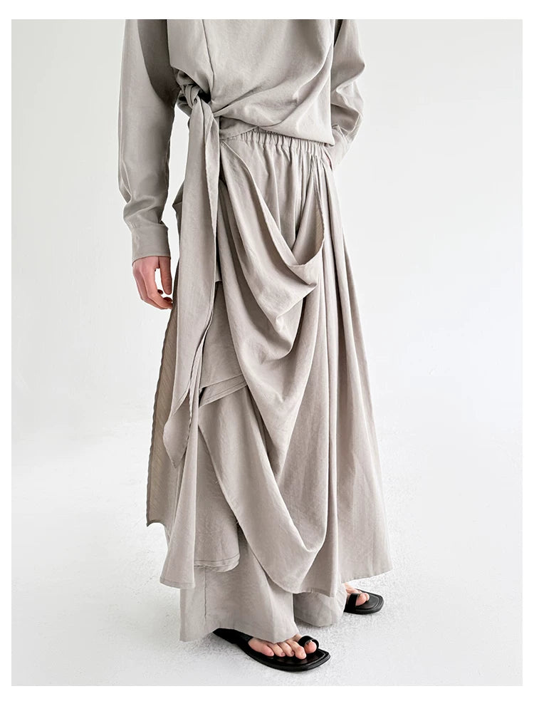 Stone Drape Layered Pants