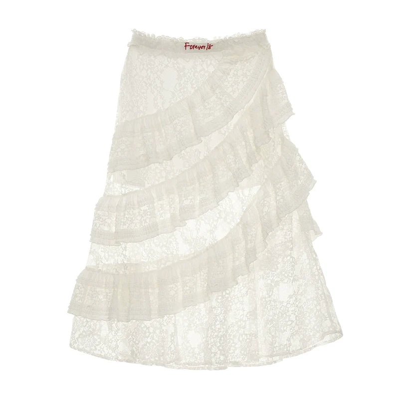 Ethereal Lace Tiered Maxi Skirt