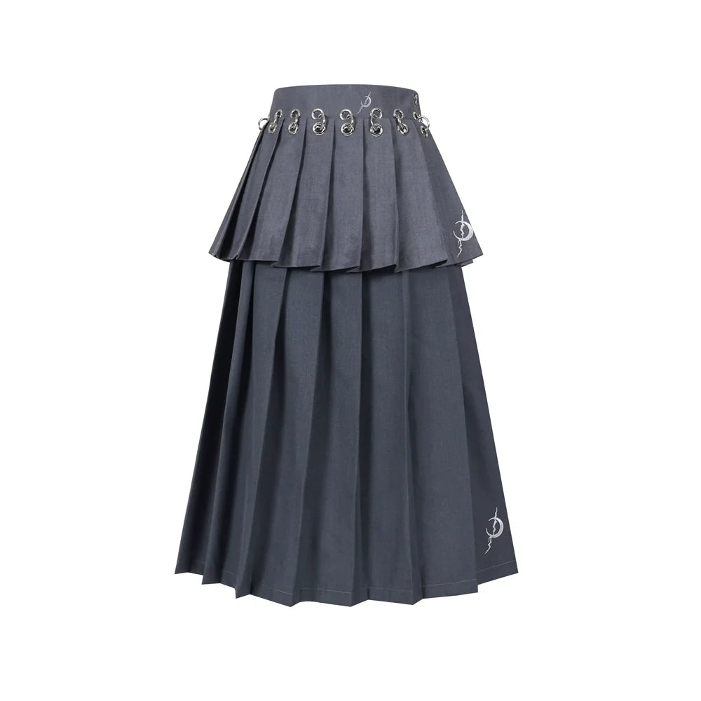 Pinkspink Gothic Tiered pliped Jupe - Gris du charbon de bois