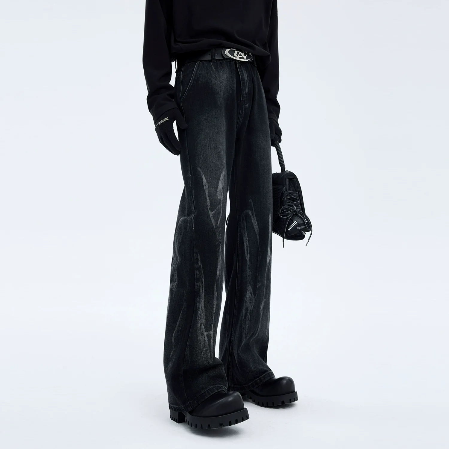 Lightning Wash Wide Leg Jeans
