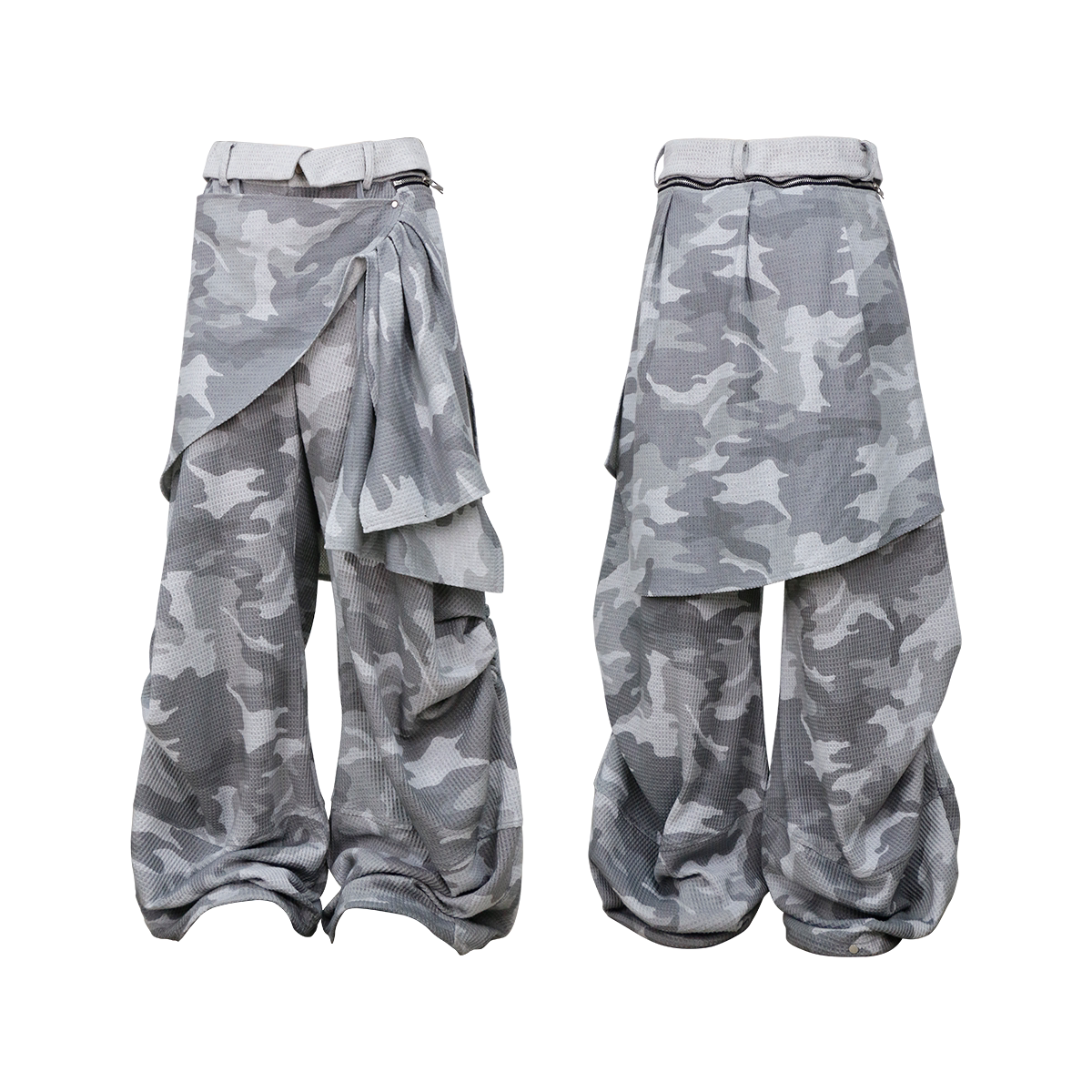 Layered Camouflage Balloon Sweatpants