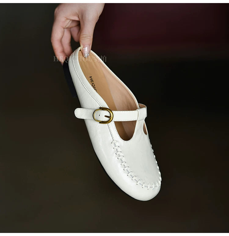 Aveline Whipstitch T-Strap Mary Jane Flats