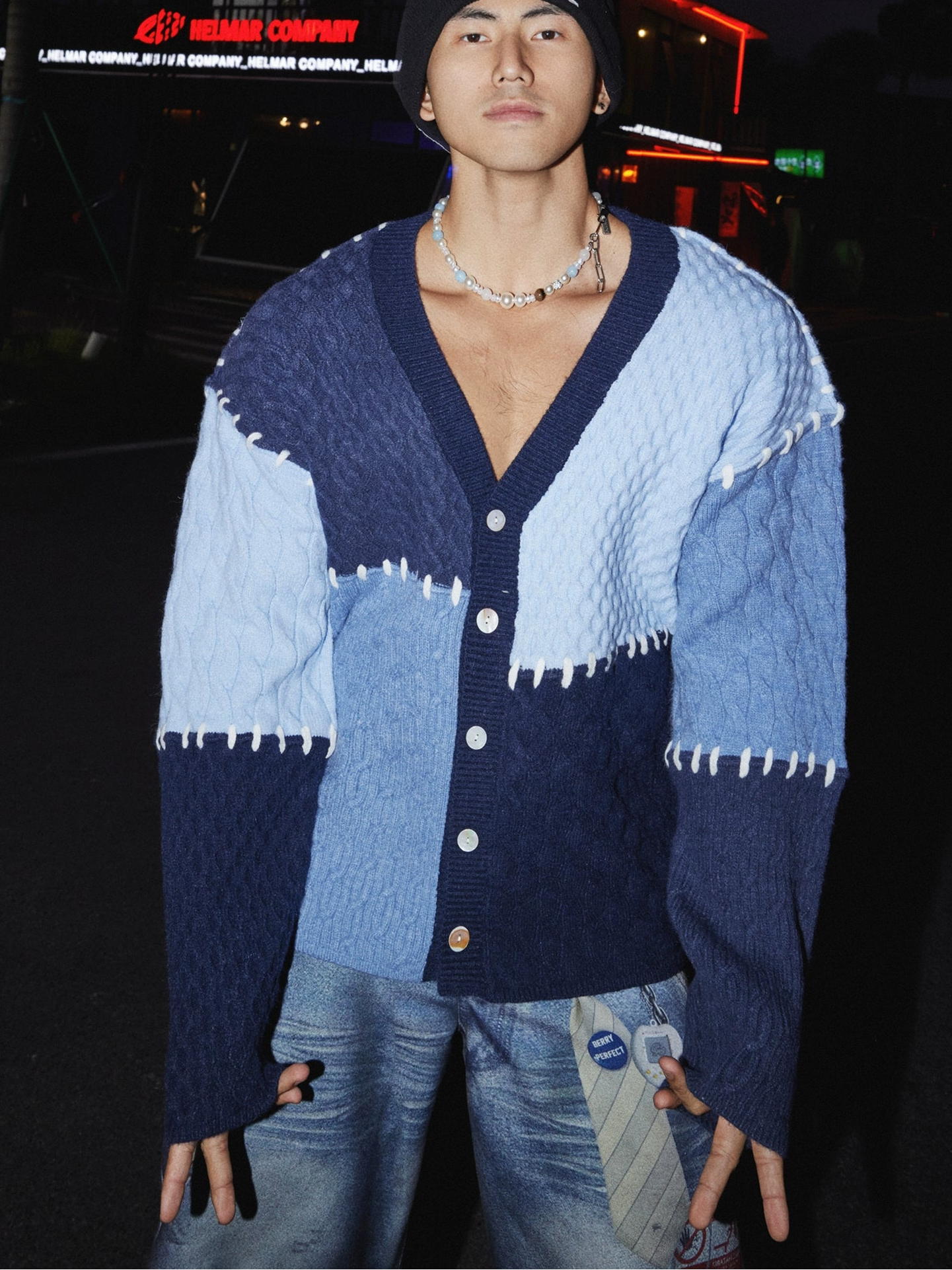 Mosaic Patchwork Knit Cardigan