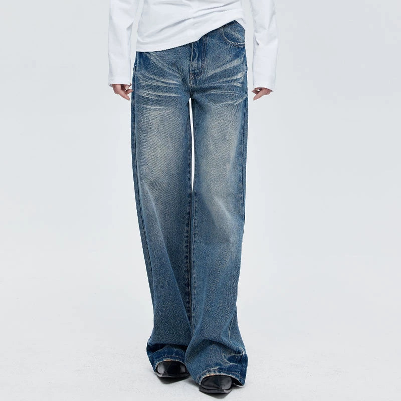 Blue Vintage Wash Wide-Leg Jeans