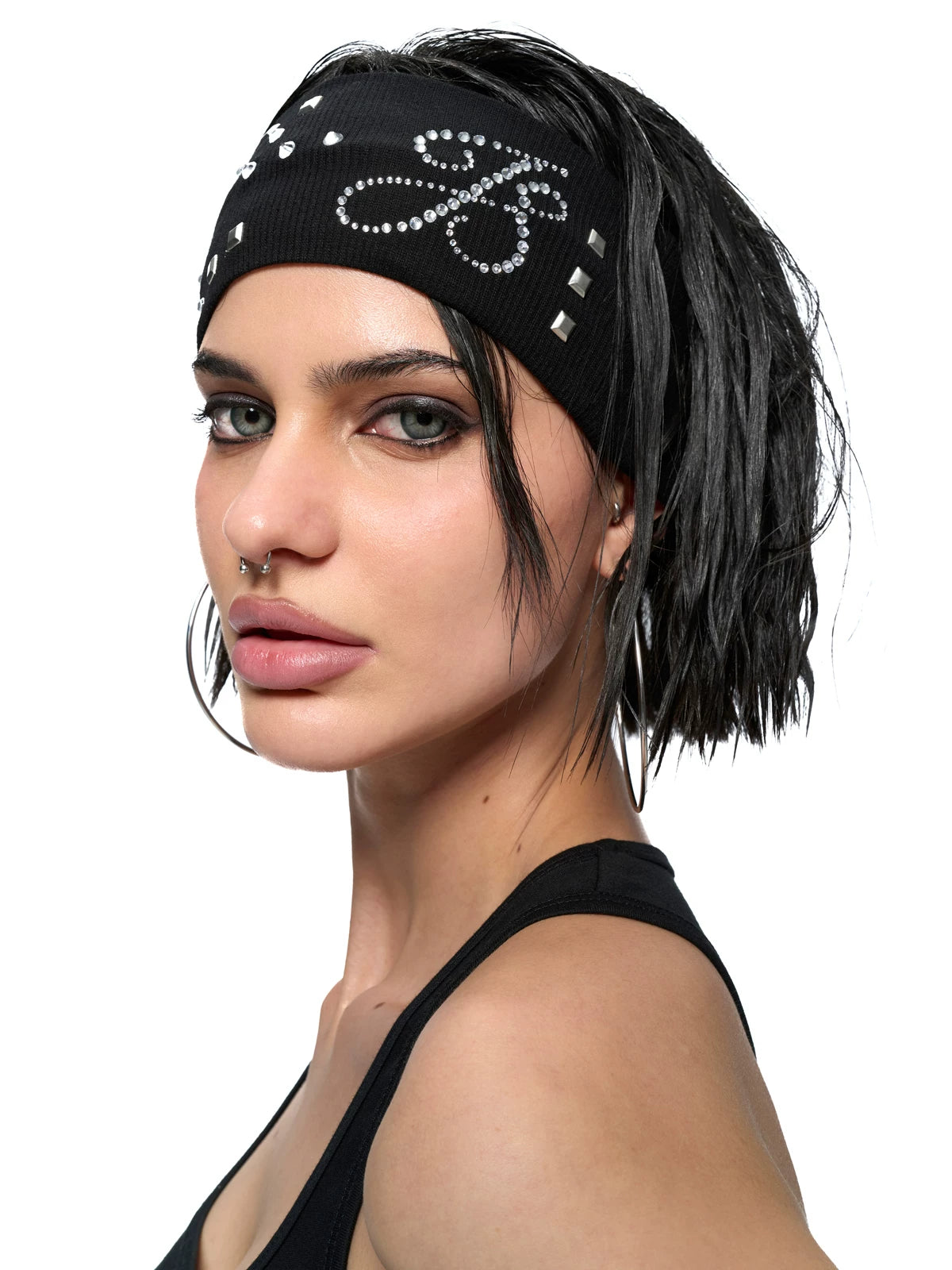 Crystal Initial Studded Knit Headband