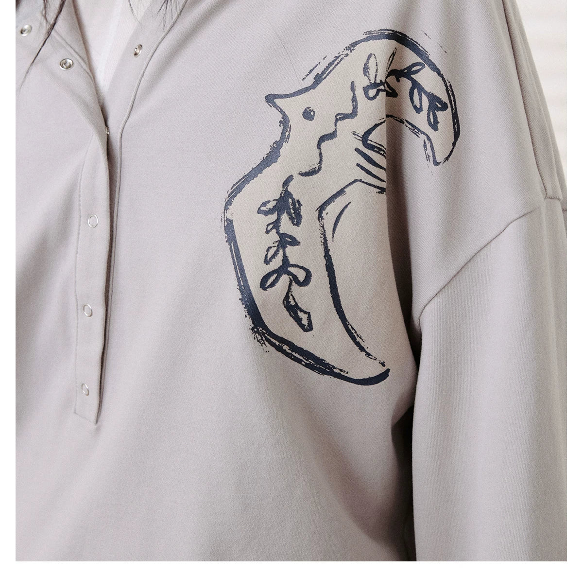 Graphic Embroidered Oversized Polo Shirt
