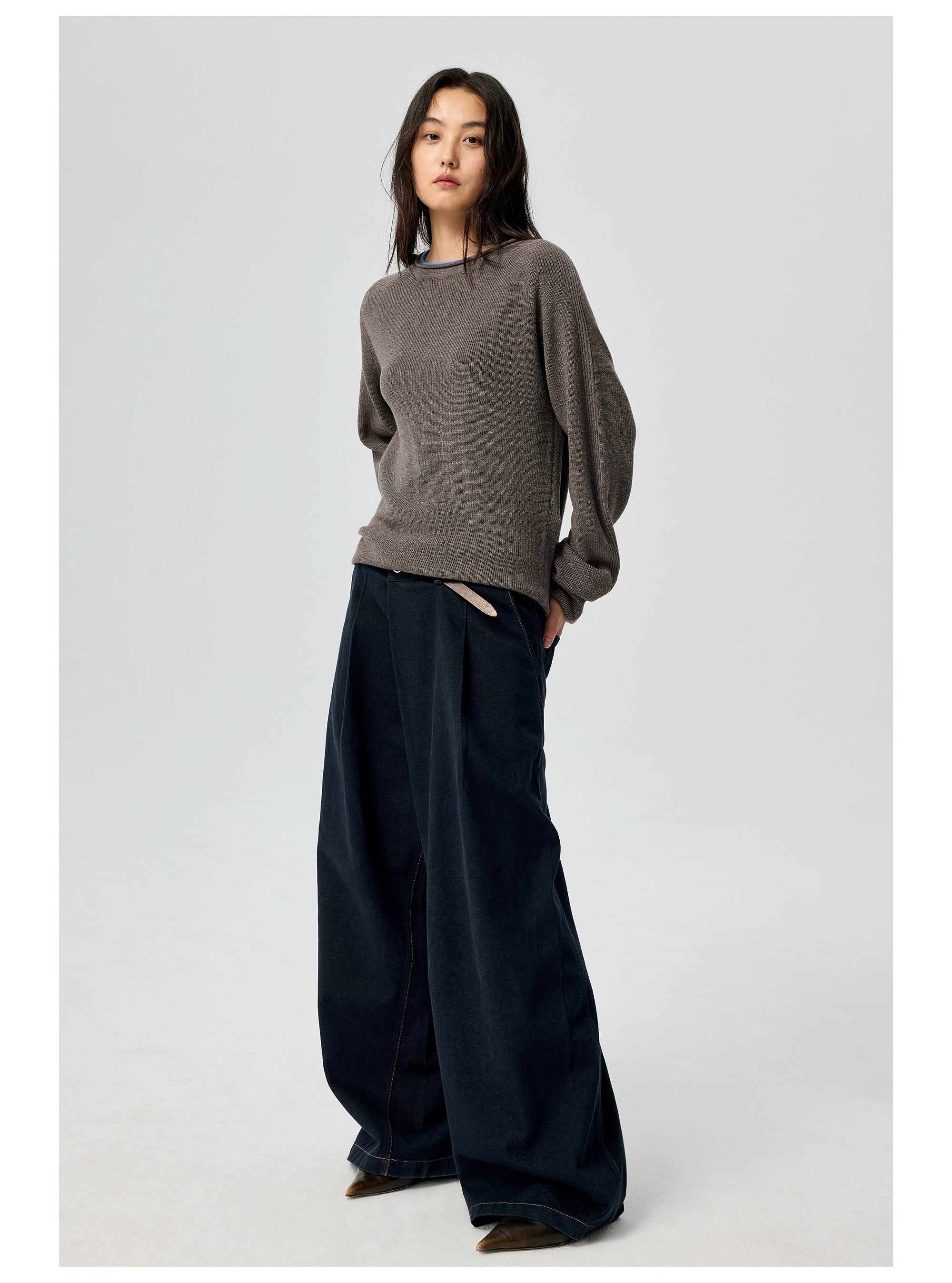 Deep Blue Wide Leg Denim Pants
