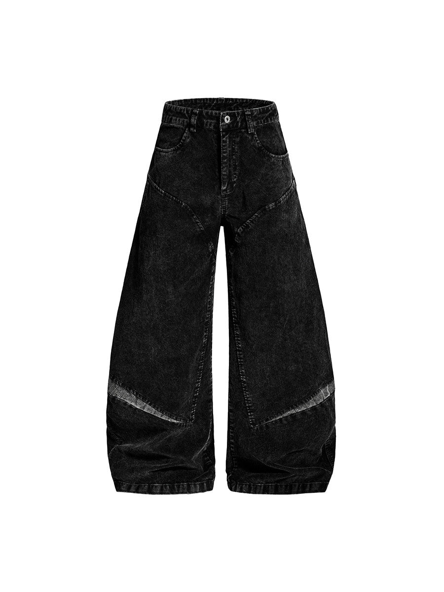 Men's Corduroy Deconstructed Patchwork Curved Wide-Leg Jeans