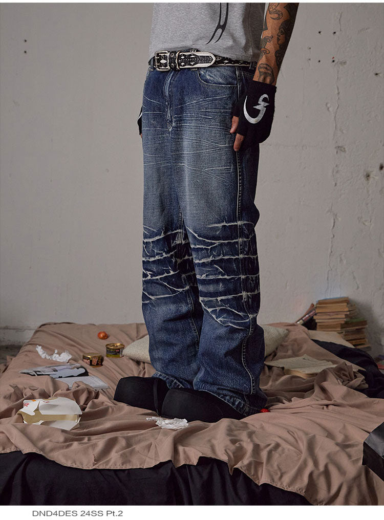 Damaged Straight Leg Jeans