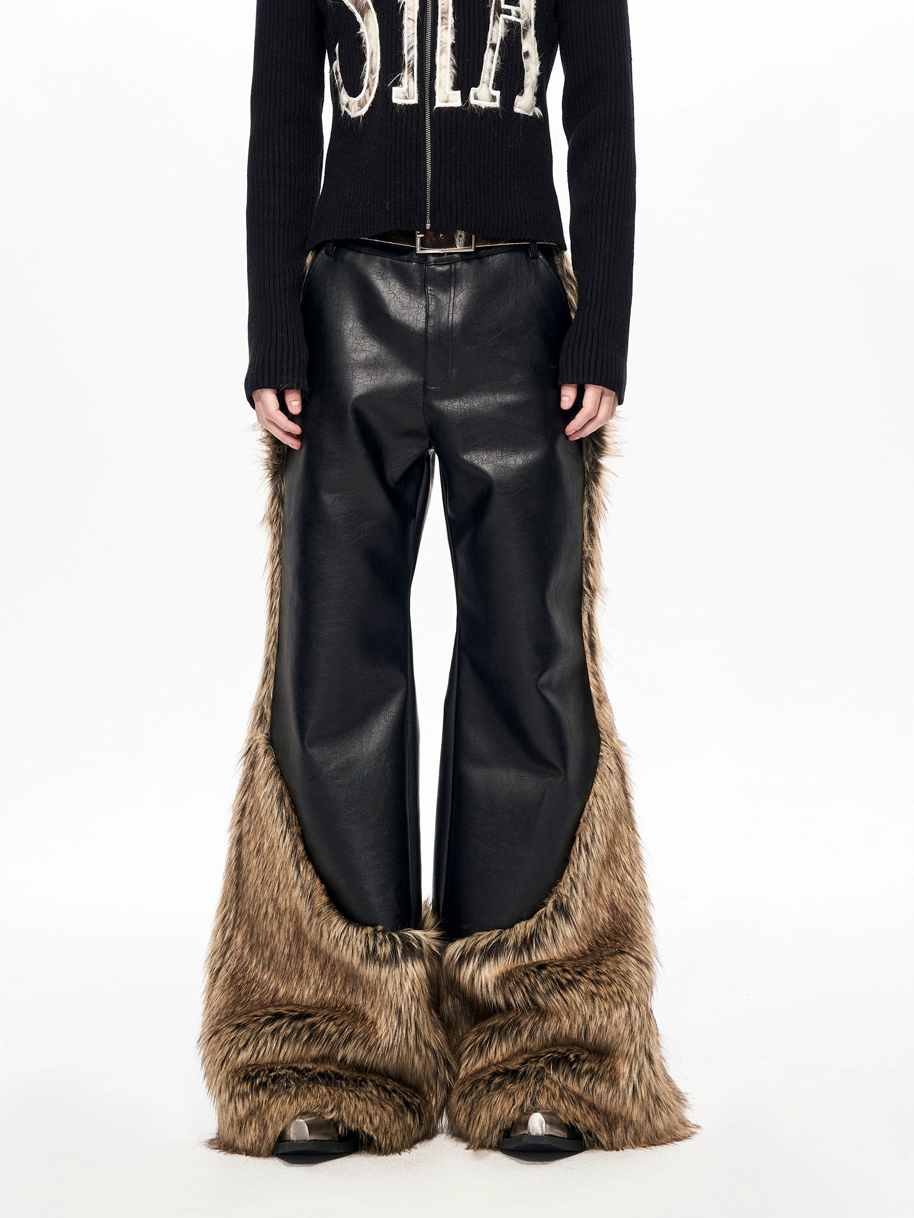 Wildfang Midnight Faux Fur Moto Jacket and Pants Setup