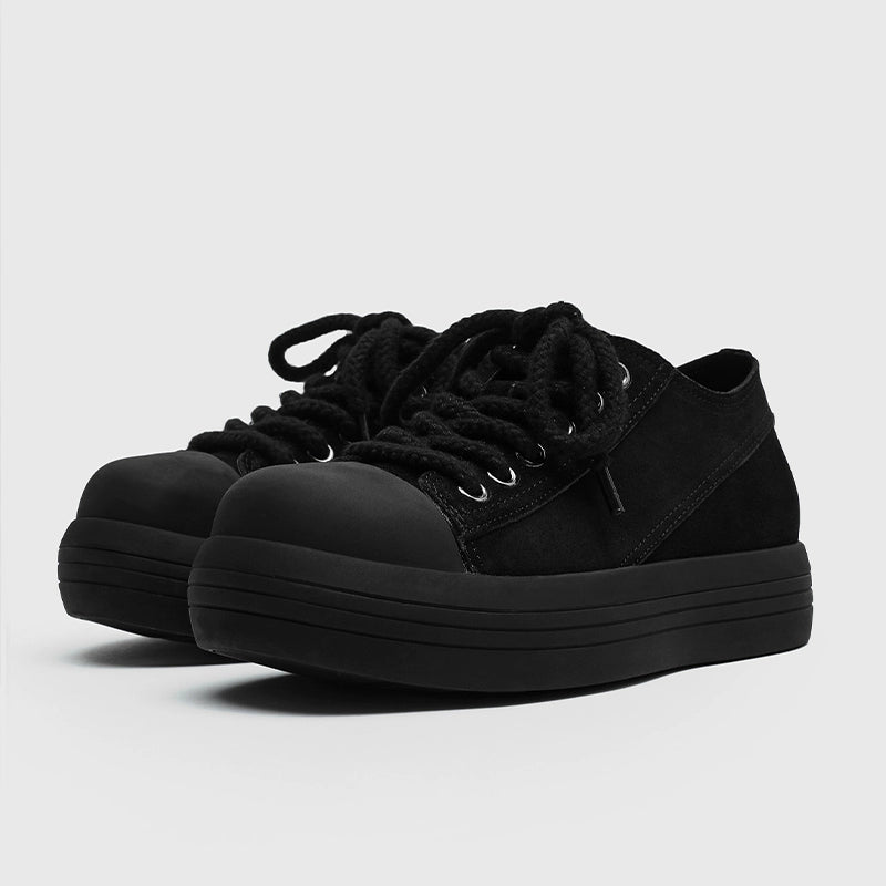 Chunky Suede Platform Sneakers with Rubber Toe Cap