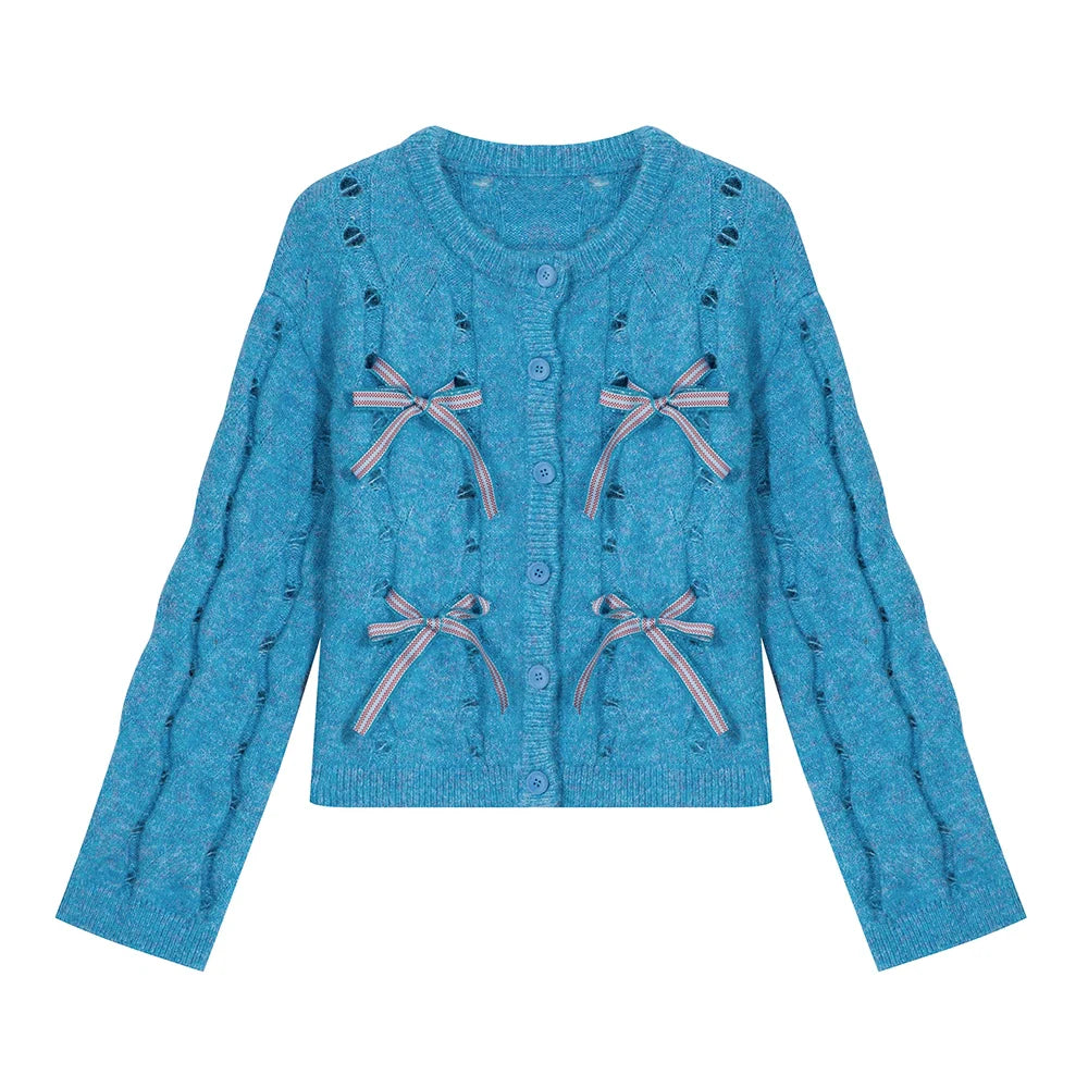 Bow Detail Knit Cardigan