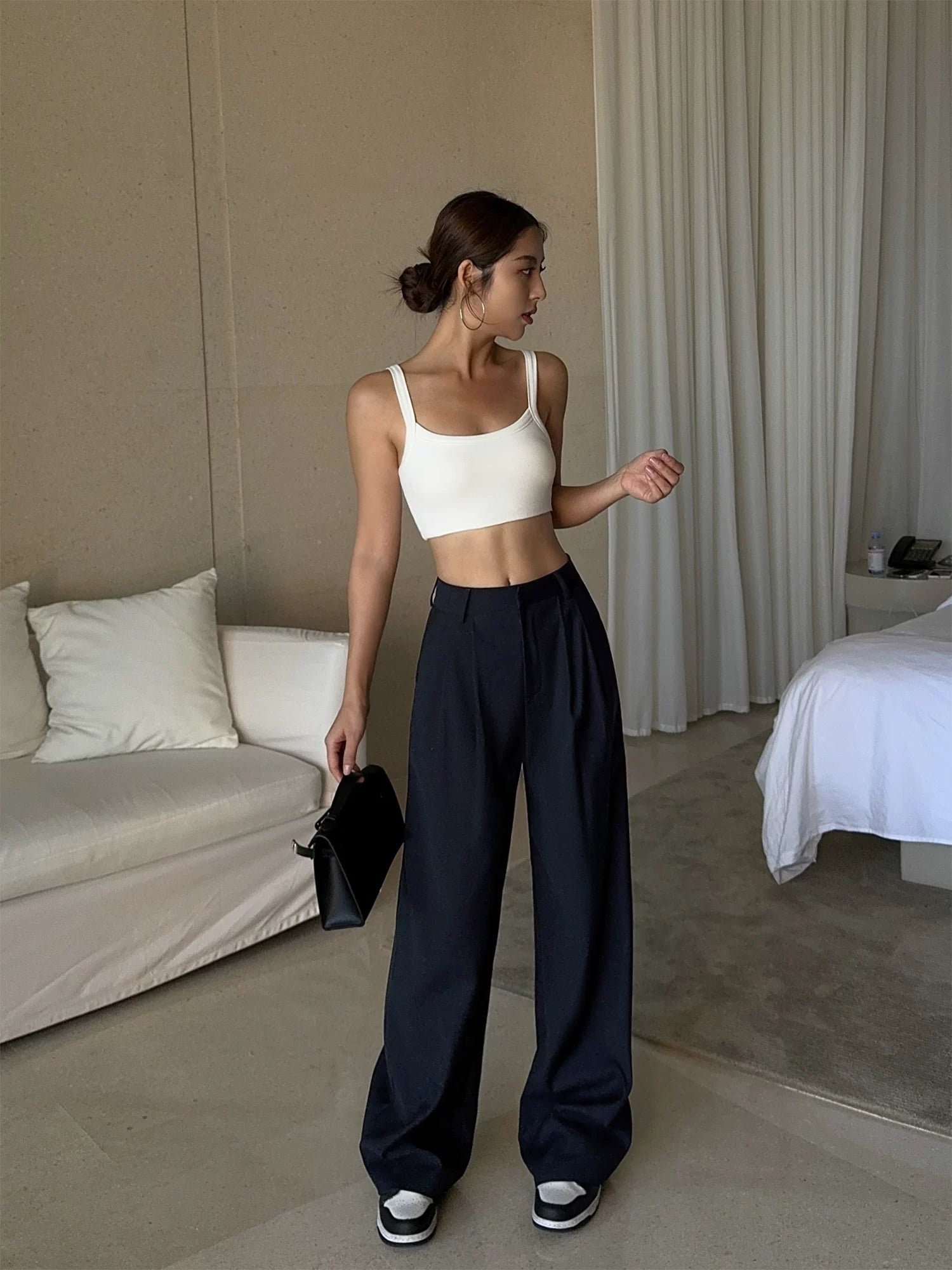 Midnight Drape High-Waist Wide Trousers