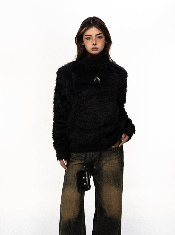 Fuzzy Mock Neck Sweater