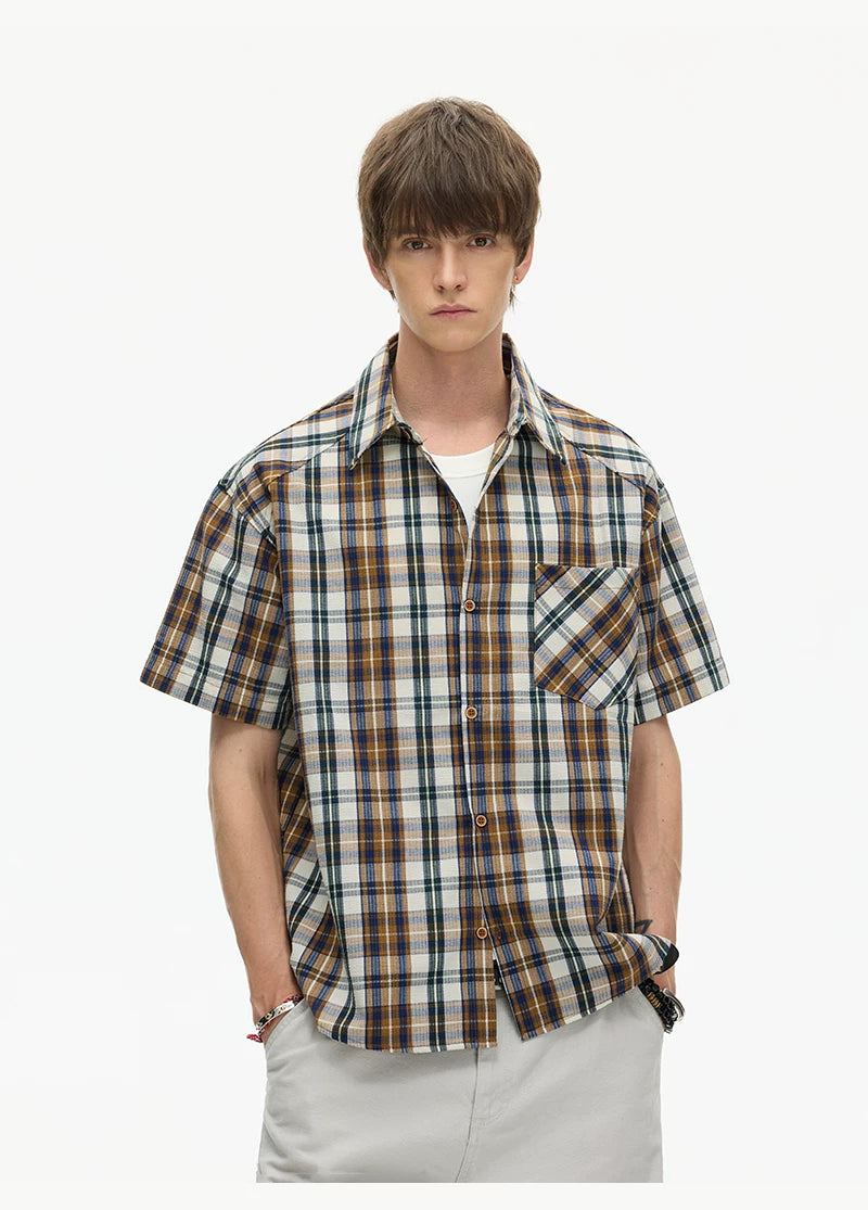 Rust Check Boxy Plaid Shirt