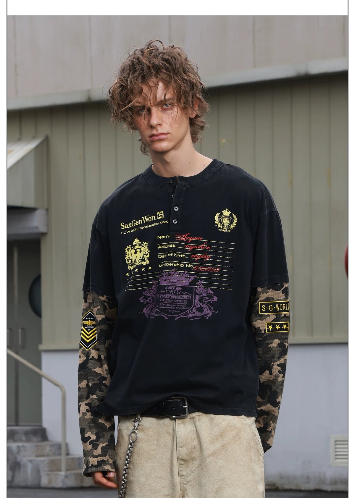 Camo Regiment Layered Henley Shirt