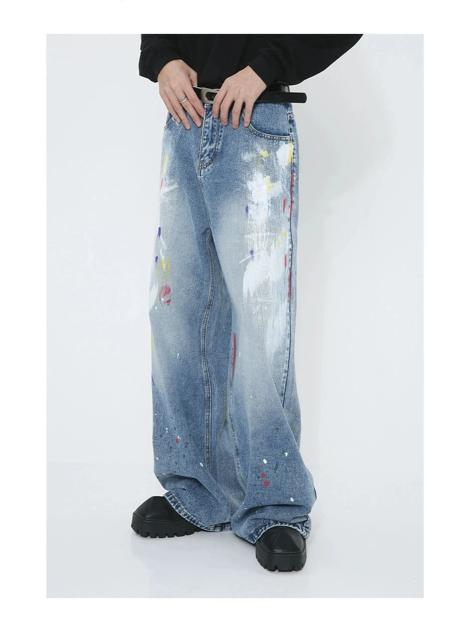 Voguo Relay Avant-Garde Splash Wide-Leg Jeans