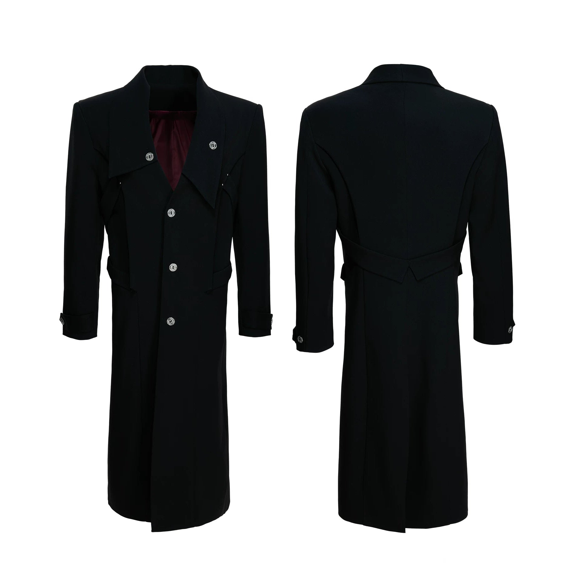 Midnight Regent Double-Lapel Trench Coat