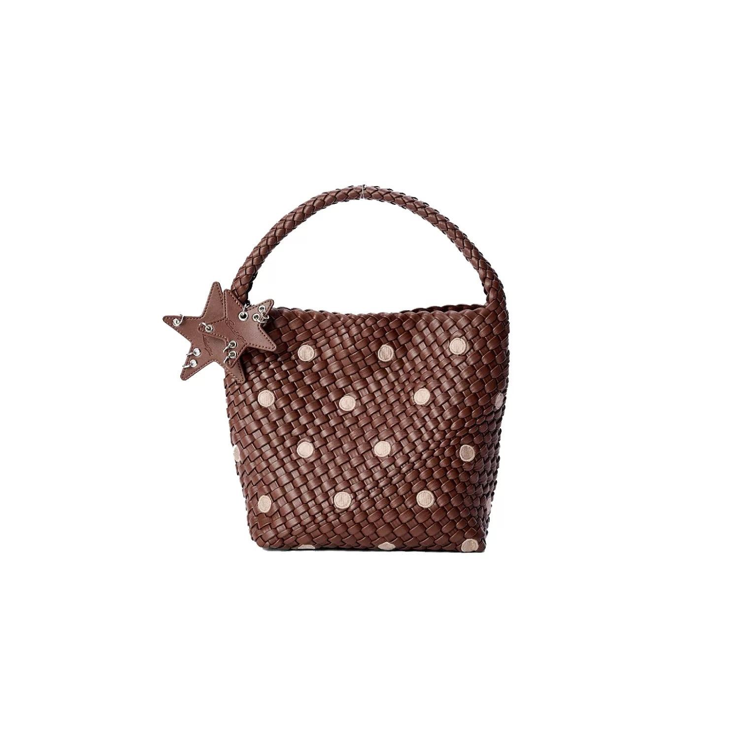 Embroidered Polka-Dot Woven Tote - Default Title