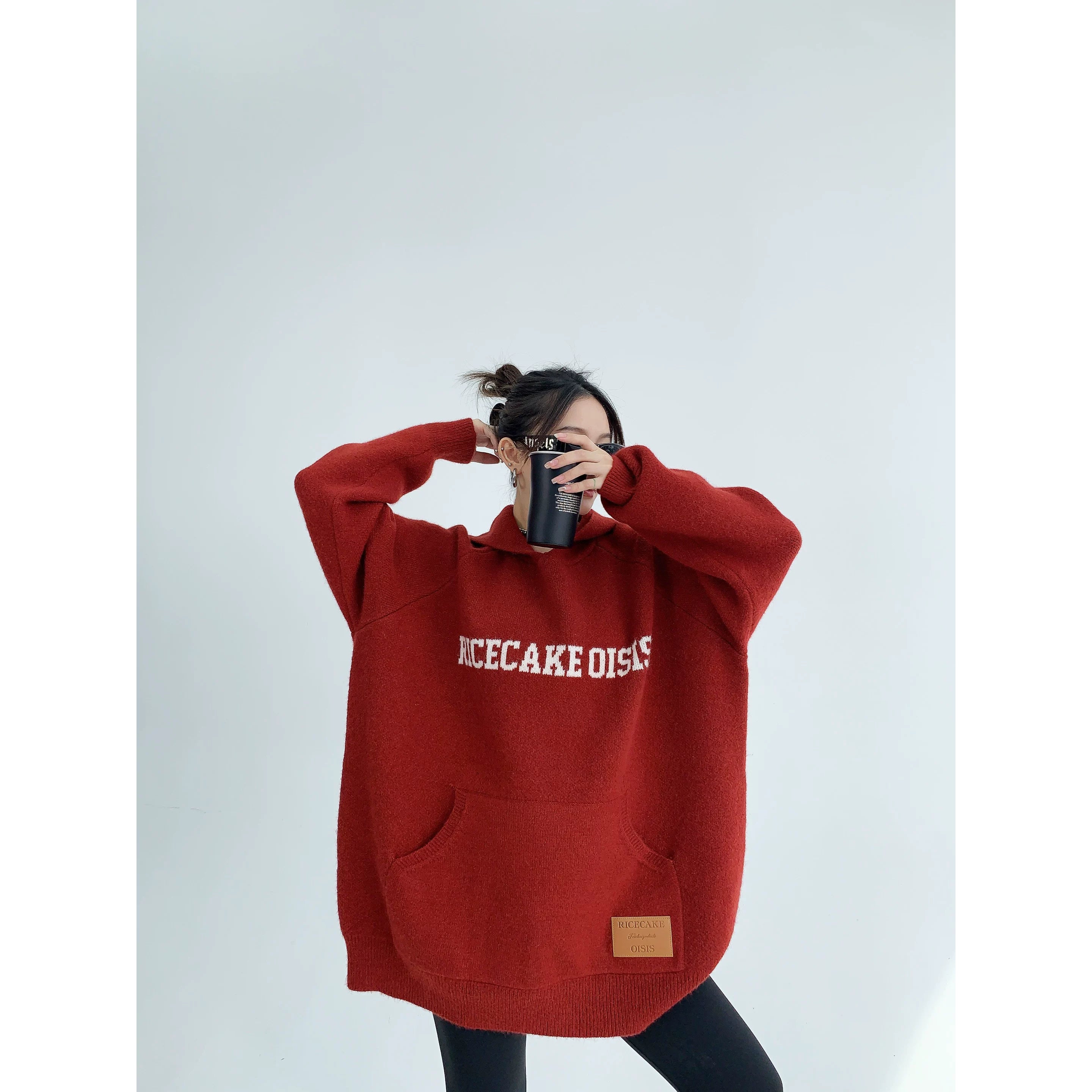 Brick Cozy Logo Knit Hoodie