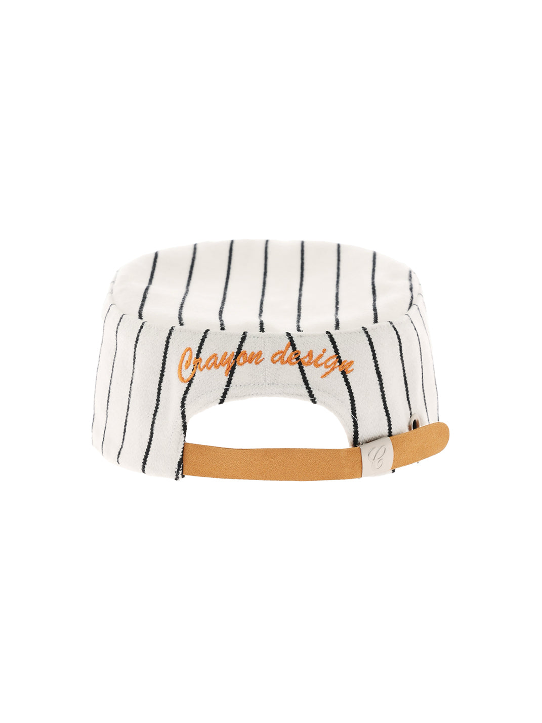 Pinstripe Wool-Blend C-Embroidered Cap - Orange Embroidery - Product rear - view 5