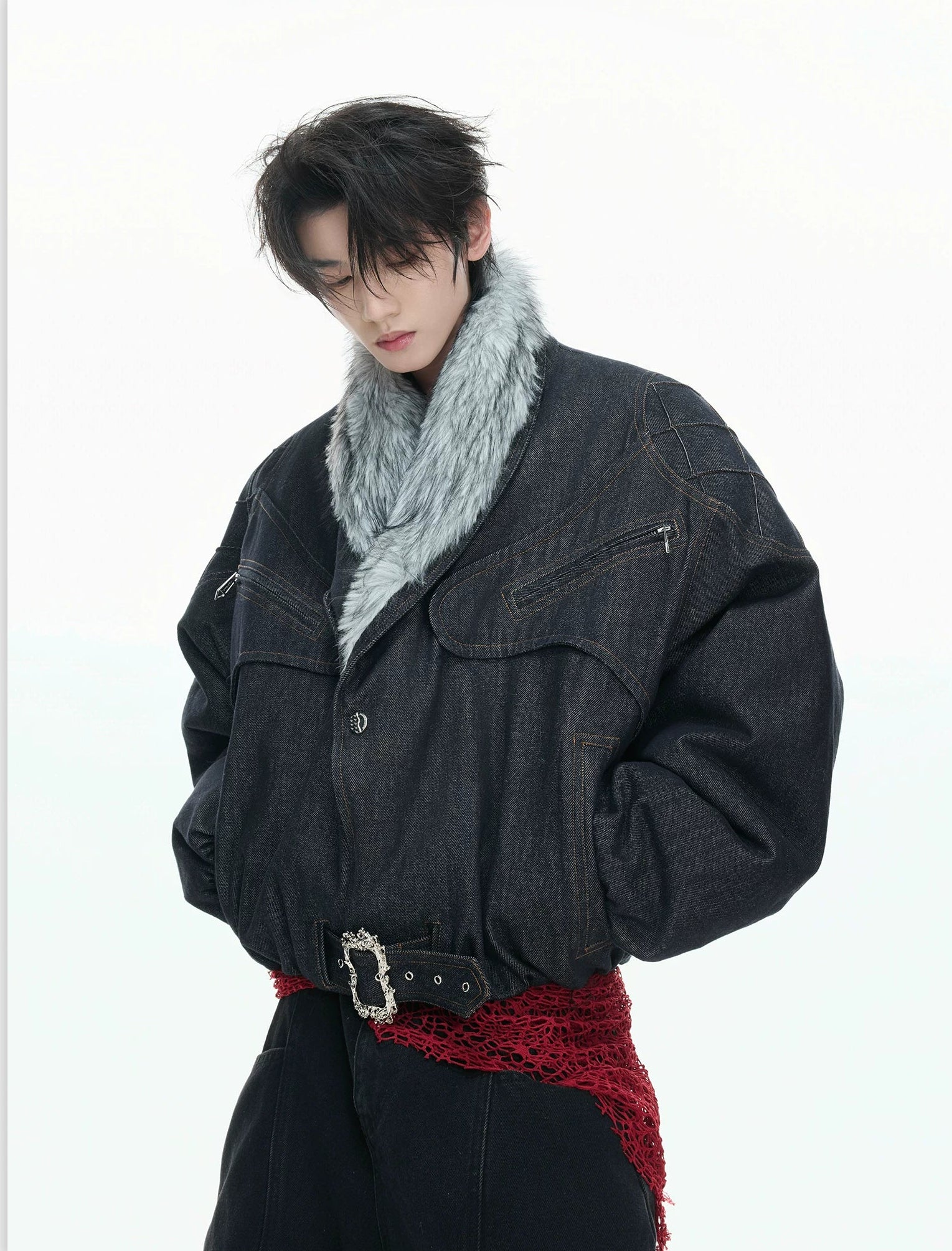 Frostmane Cavalry Faux-Fur Denim Blouson