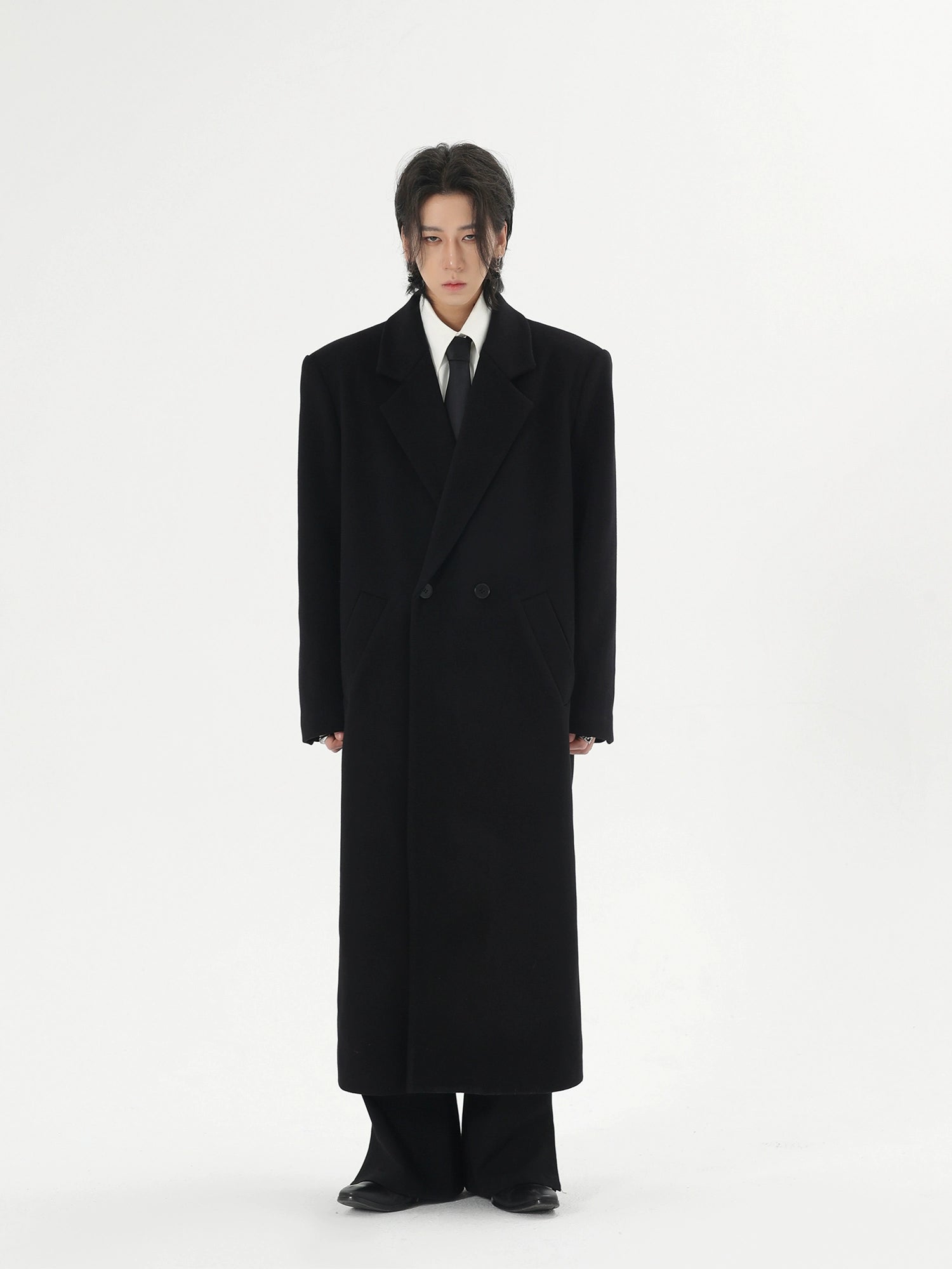 Classic Black Wool Overcoat