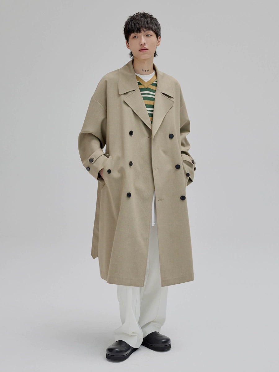 Double-breasted Straight-cut Long Trench Coat