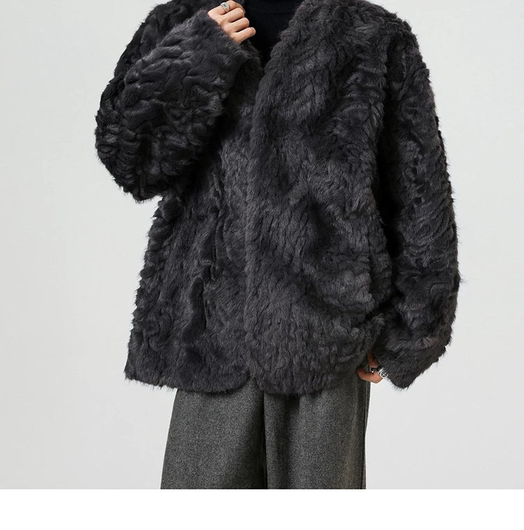 Midnight Cloud Faux-Fur Cocoon Jacket