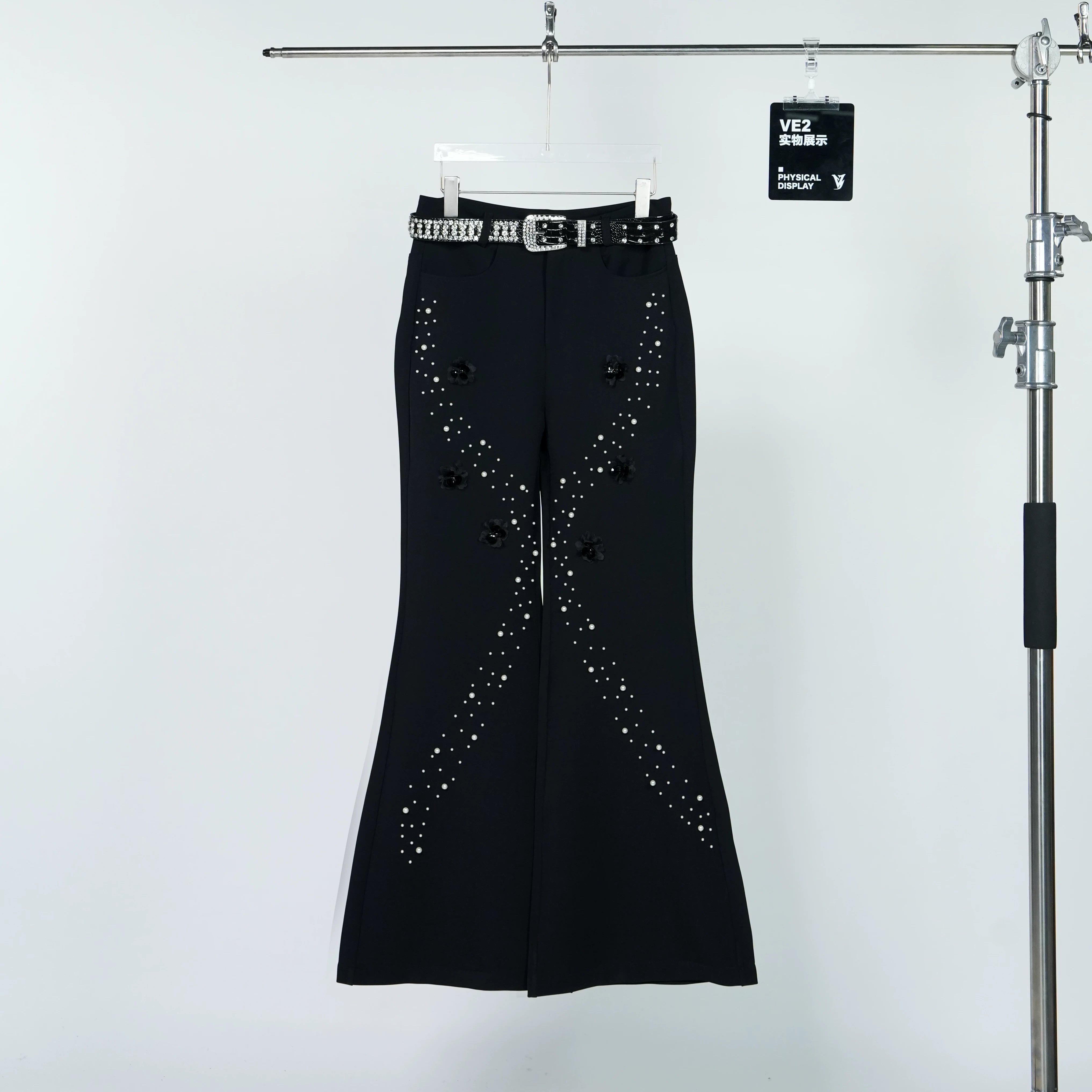 Midnight Blossom Starfall Pearl-Flare Trousers