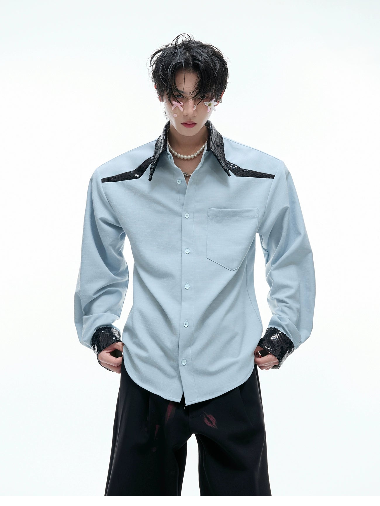 Sequin Trim Party Shirt