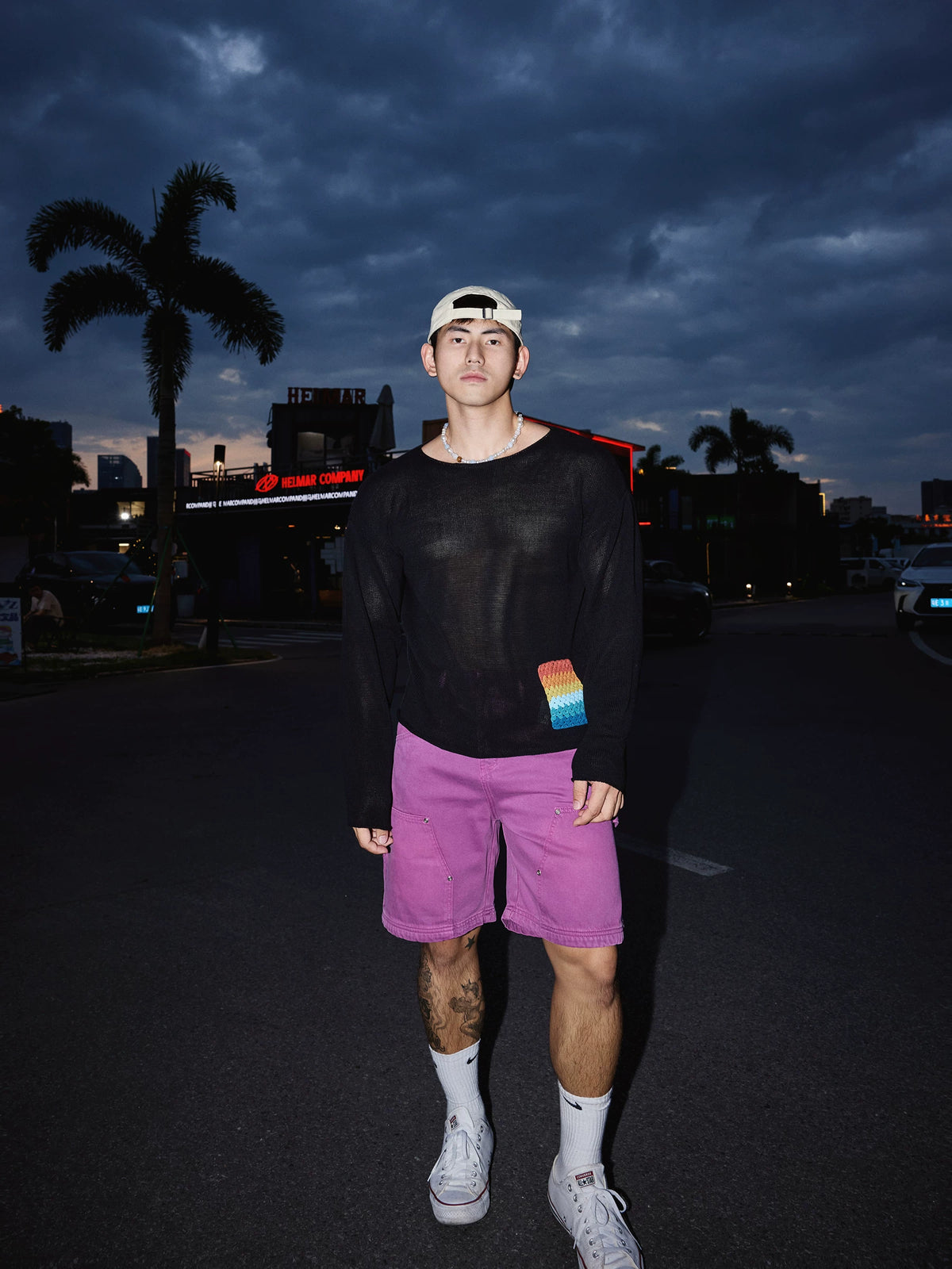 Violet Utility Carpenter Denim Shorts