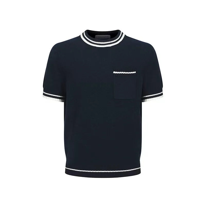 Camden Contrast-Trim Pocket Knit Tee