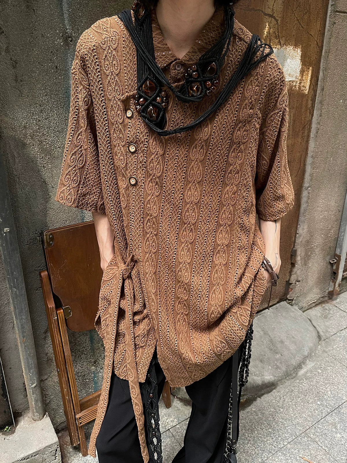 Nocturne Jacquard Draped Shirt