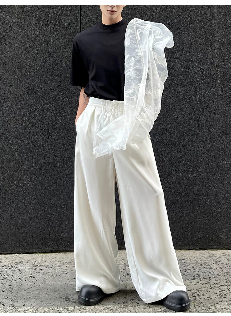 Ivory Veil Satin Train Trousers