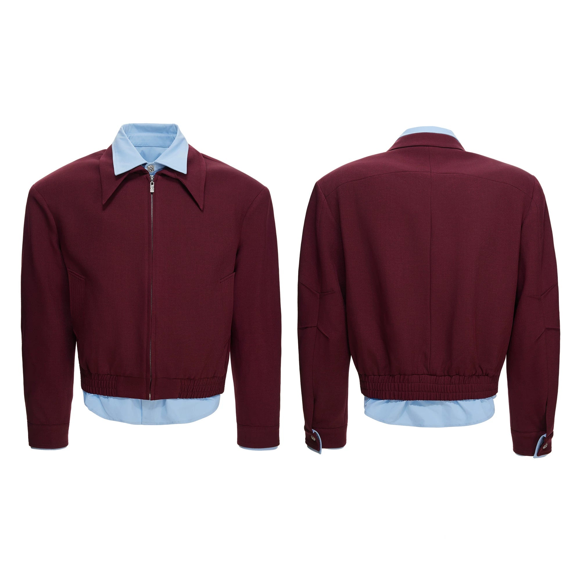 False-Layer Collar Zip Blouson