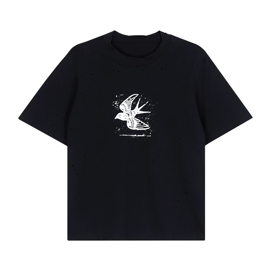 Bird Graphic Distressed T-Shirt