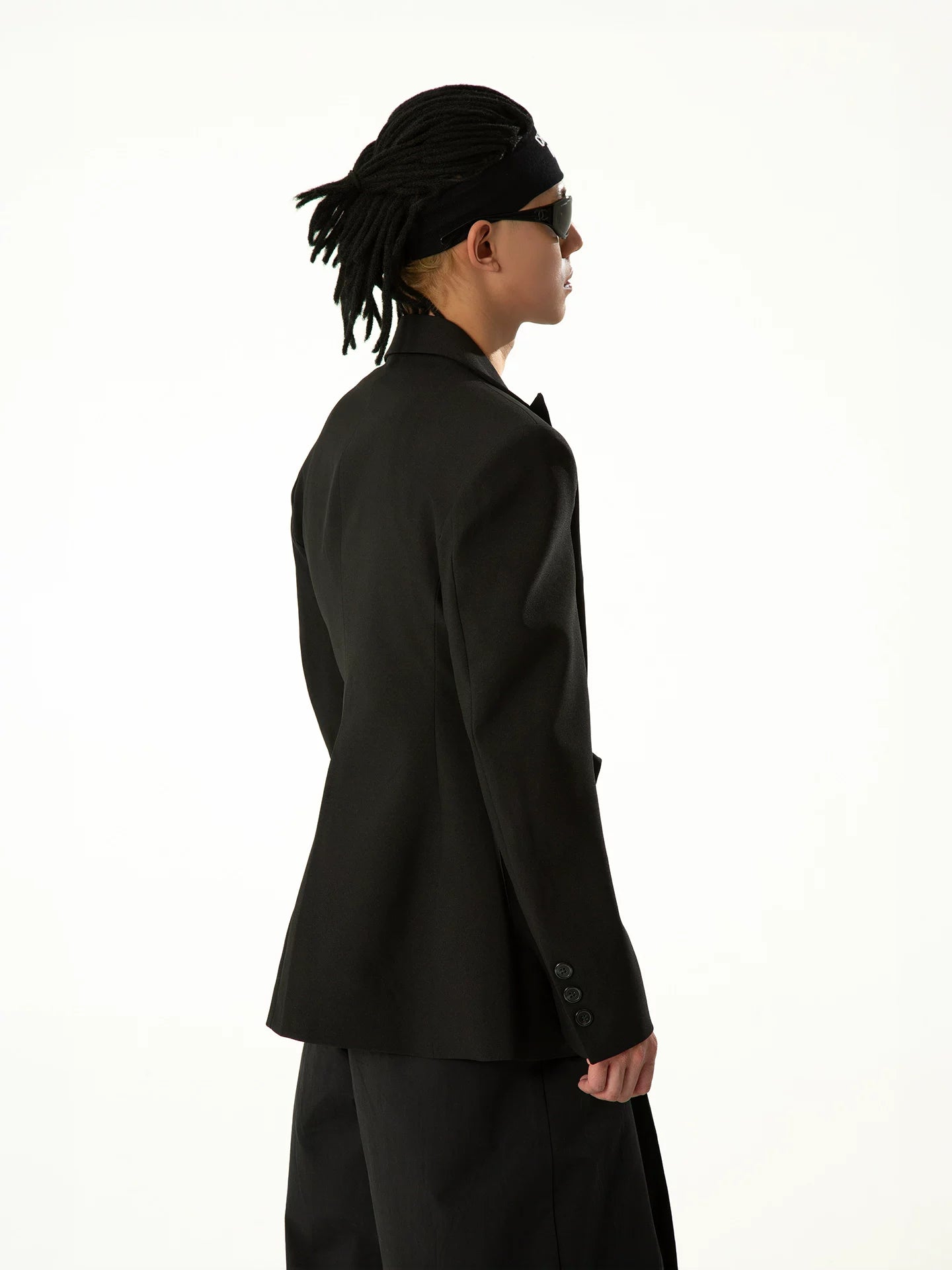 Draped Noir Tie-Front Blazer Coat