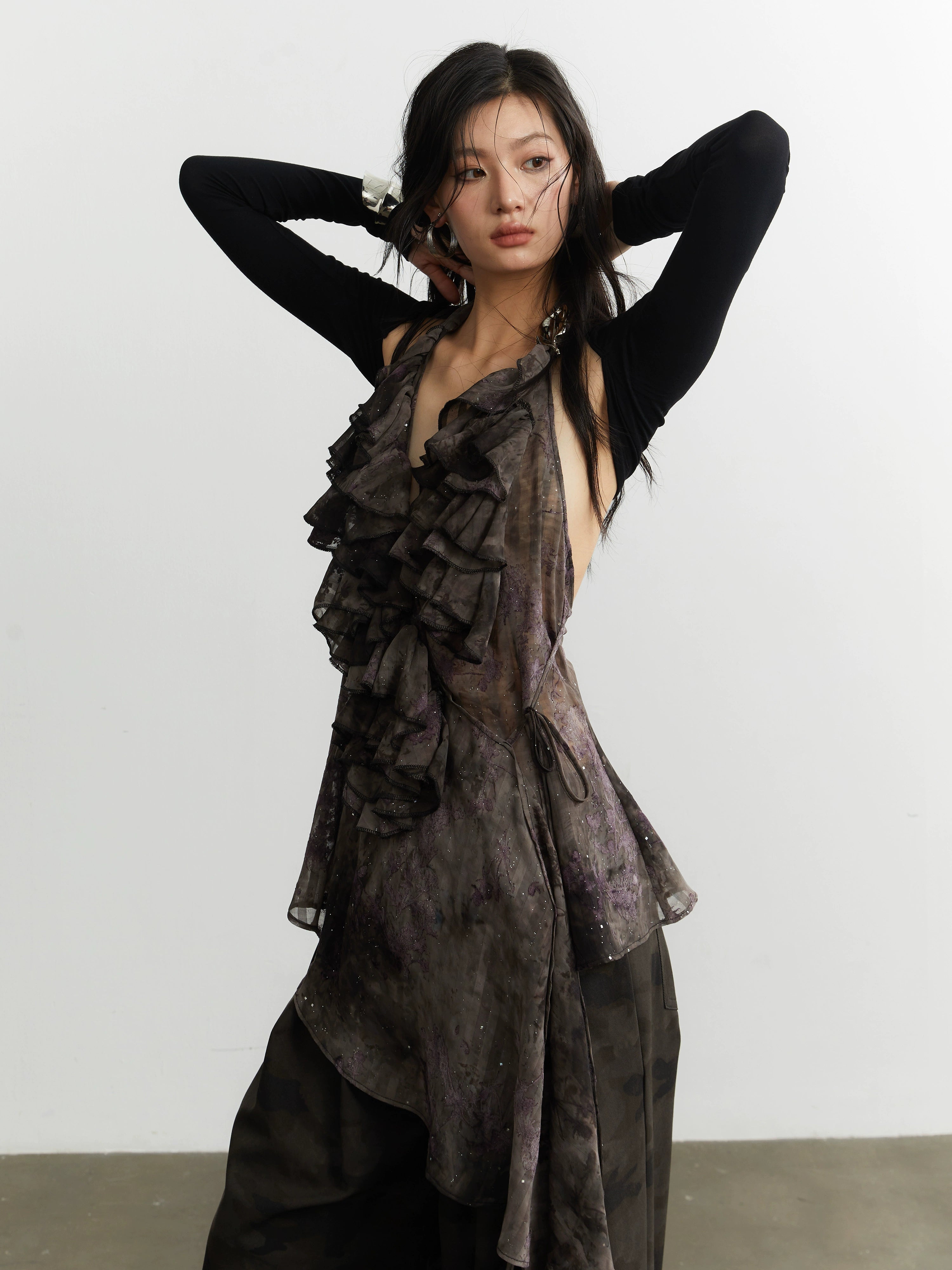 Twilight Cascade Layered Ruffle Top