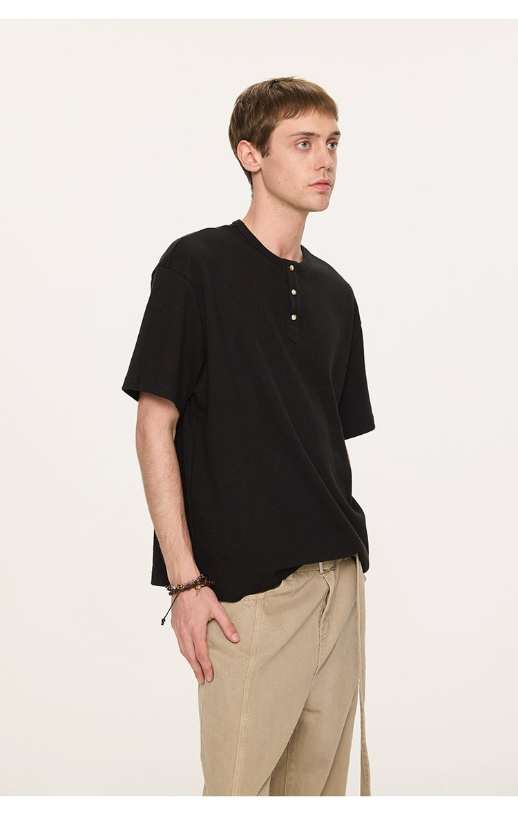 Basic Short Sleeve Henley Tee