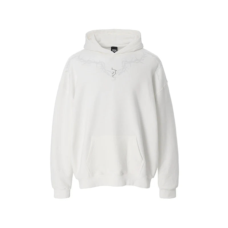 Glue Crack Print Hoodie - chiclara