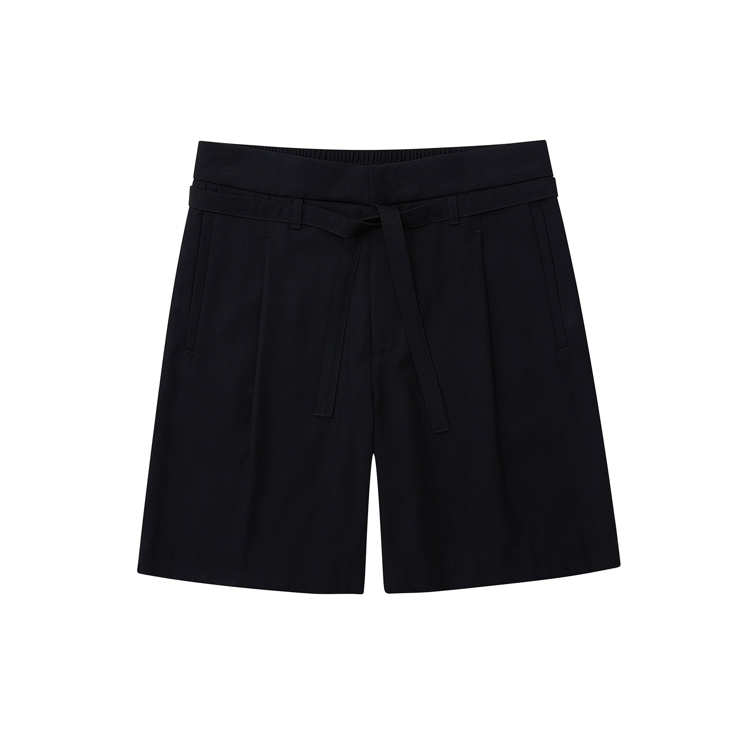 Drawstring Single-Pleat Shorts