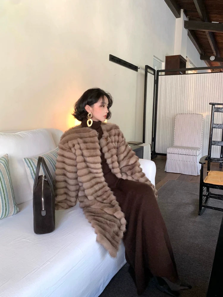 Brown Faux Fur Long Coat