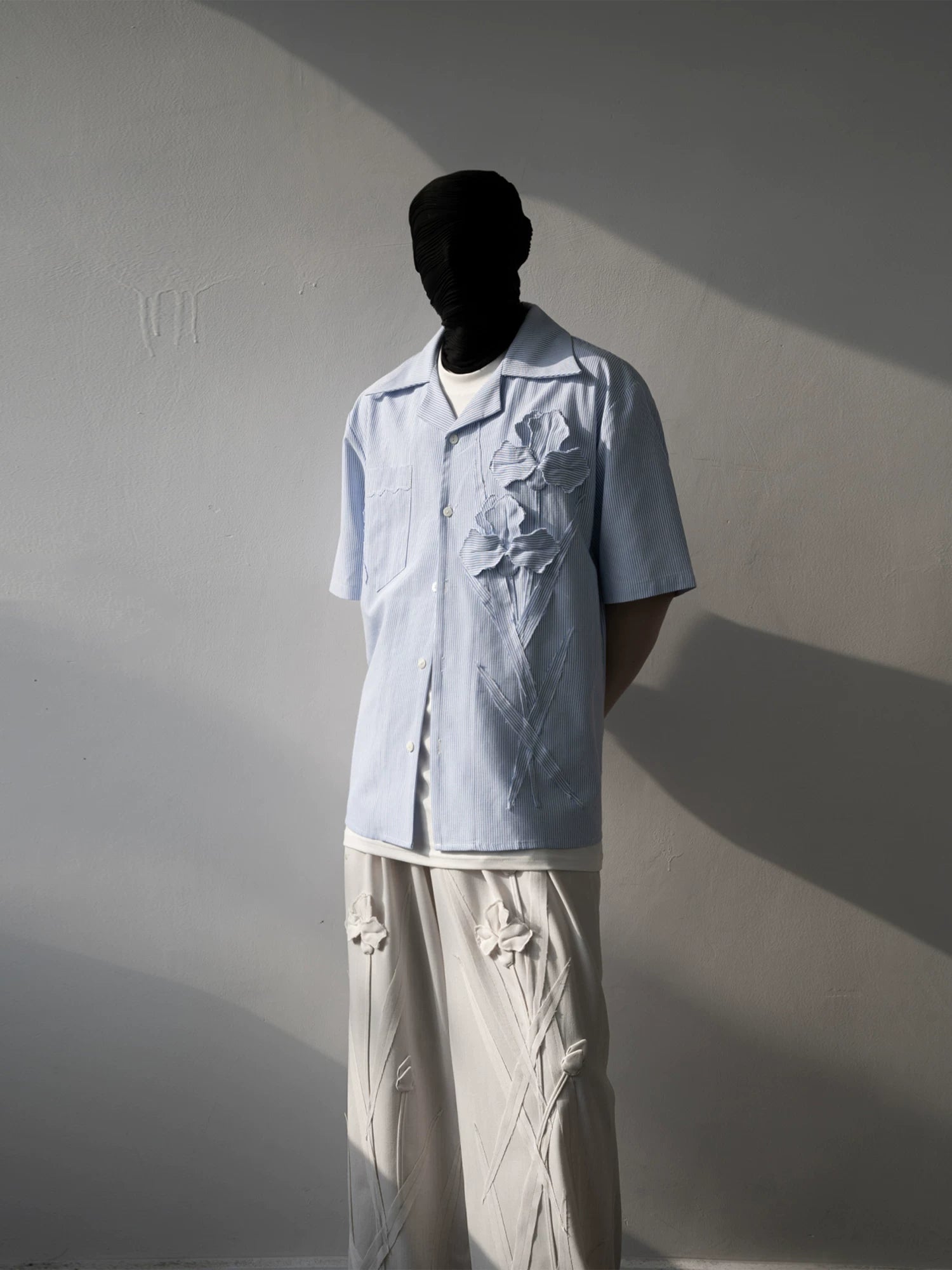 Iris Bloom Stripe Camp Shirt