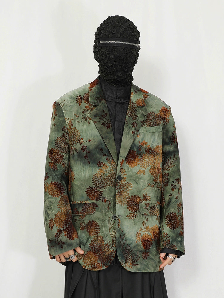 Green Floral Jacquard Blazer