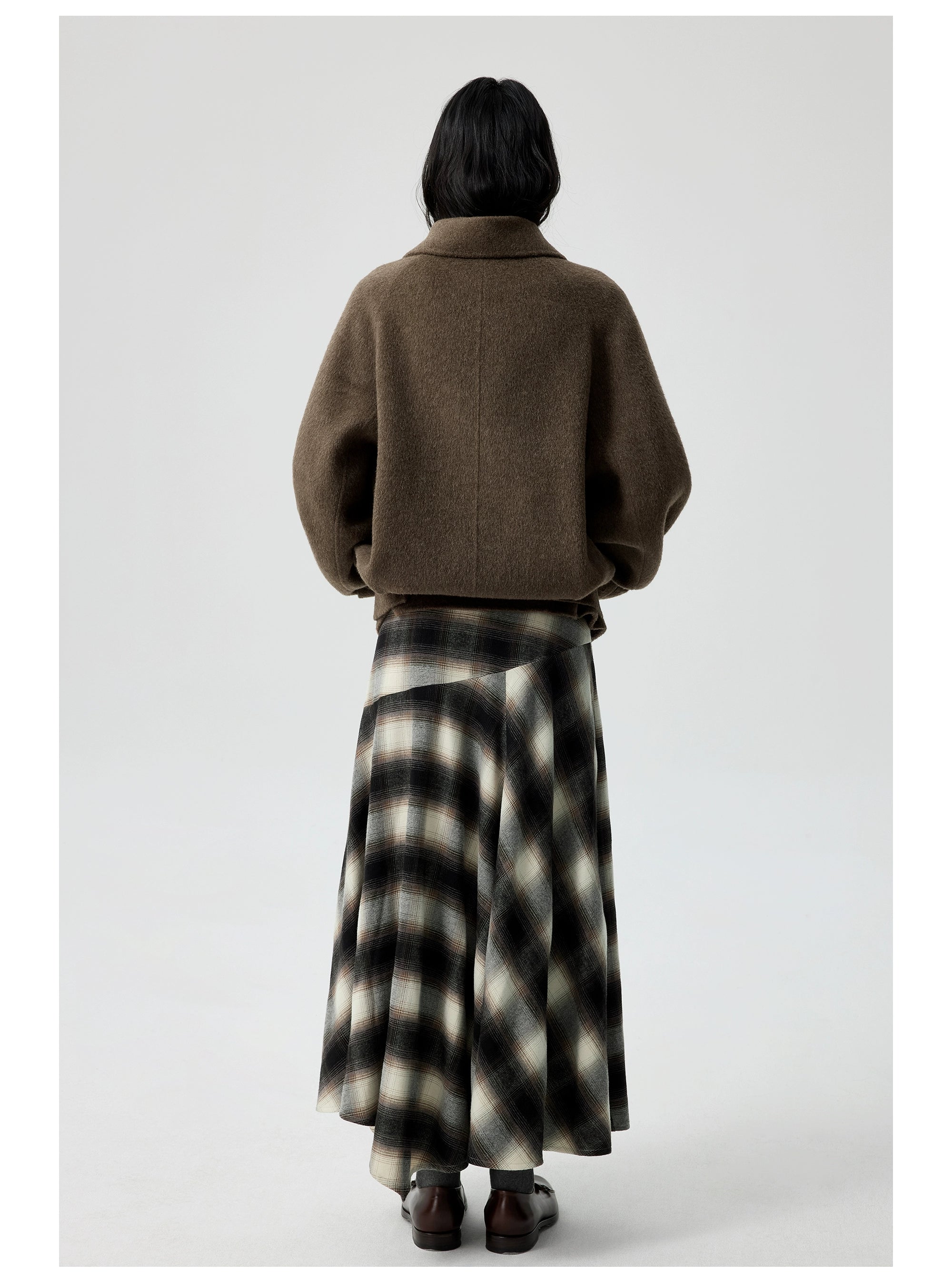 Vintage A-Line Plaid Wool Maxi Skirt